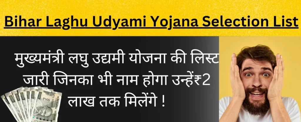 बिहार मुख्यमंत्री लघु उद्यमी योजना की सिलेक्शन लिस्ट