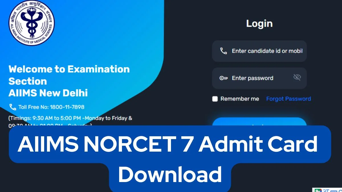 AIIMS NORCET 7 Admit Card Download