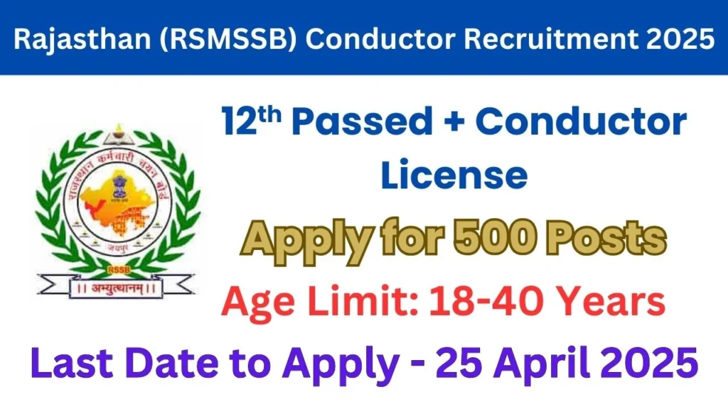 Rajasthan (RSMSSB) conductor recruitment 2025
