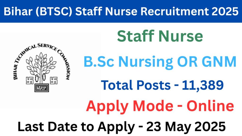 Bihar (BTSC) Staff Nurse Recruitment 2025