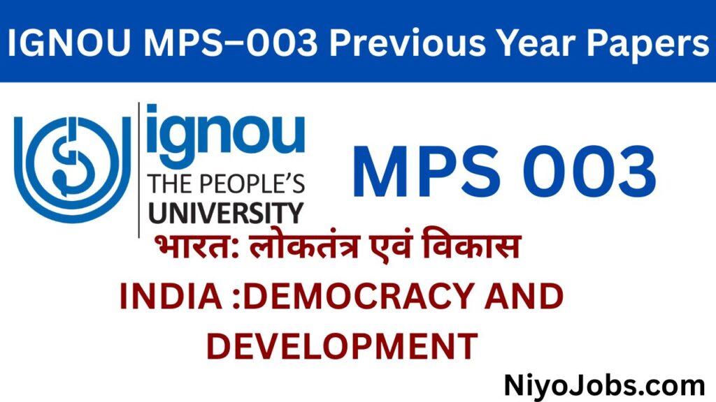 IGNOU MPS 003 PREVIOUS YEAR QUESTION PAPERS