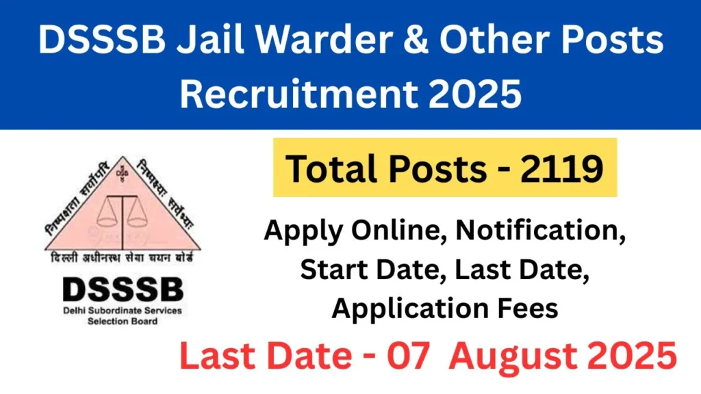 DSSSB Jail Warder & Other Posts Recruitment 2025